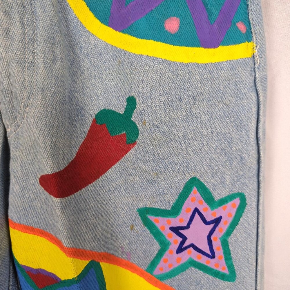 Vintage Liz Wear Jeans 10 Medium Hand Painted Art - Picture 7 of 9